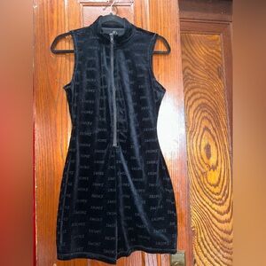 Black SKIMS Sleeveless Zip-Front Velvet Romper